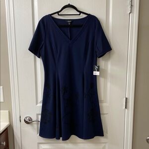 Simply Vera Vera Wang Blue A-Line V-Neck Mini Dress